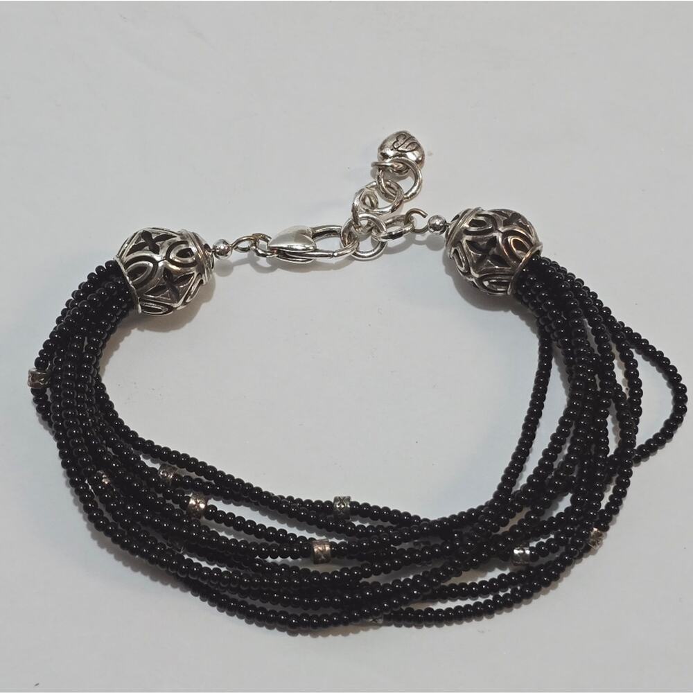 Brighton BOHO ROOTs Black Czech Glass‎ Beads Multi Strand Bracelet